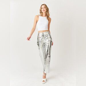 AMYLYNN LUPE SILVER TEXTURED METALLIC TROUSER SIZE 4